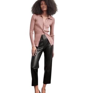 Aritzia Babaton Agency Faux Leather Cropped Pants Black Size 10